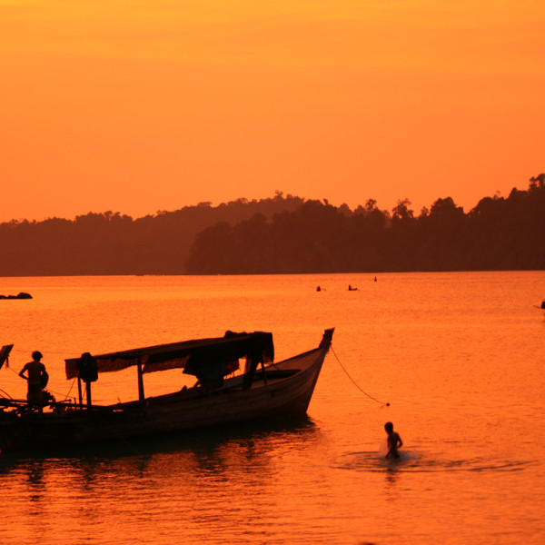 Fishing in the sunset